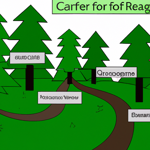 A branching path through a forest indicating various career options in graphics programming
