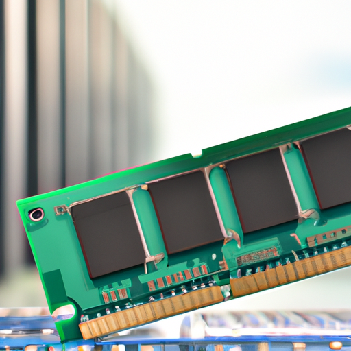 A close-up of a ddr5 sodimm ram module against a clean tech workshop background