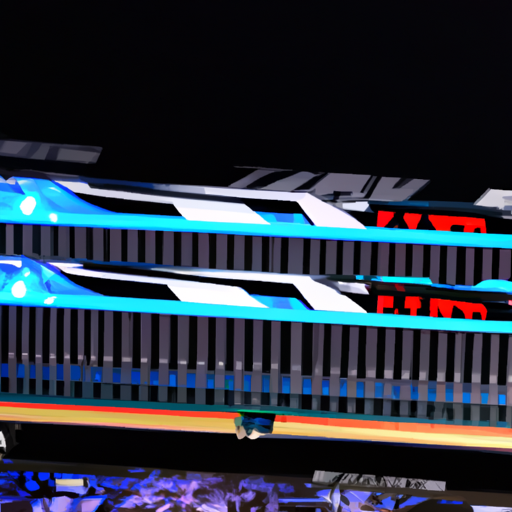A close-up of the trident z5 rgb ddr5 memory modules showcasing the rgb lighting and heatsink design