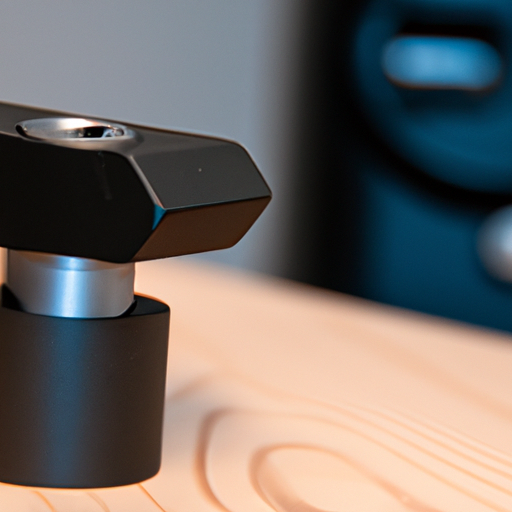 A focused shot of the stands adjustment mechanism placed on a wooden desk surface