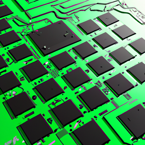 A futuristic looking circuit board with various sizes of ram chips highlighting upgrade paths