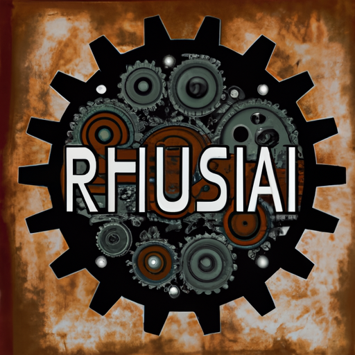 A graphic showing the rust logo with machine gears and neural network motifs.