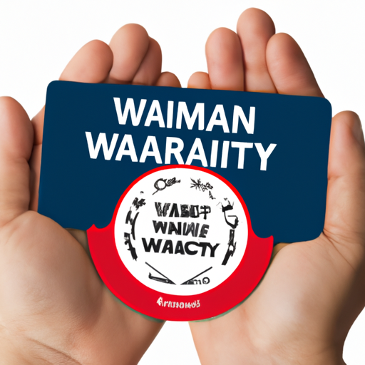 A hand holding a customer support card with a guarantee badge symbolizing lifetime warranty