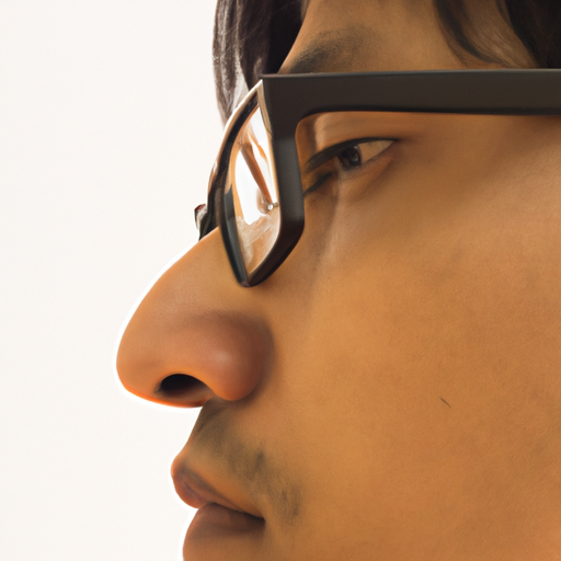 A side profile of someone wearing the viture one glasses showing how they rest on the ears and nose