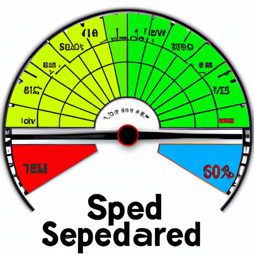 A speedometer graphic representing the high read and write speeds of the ssd
