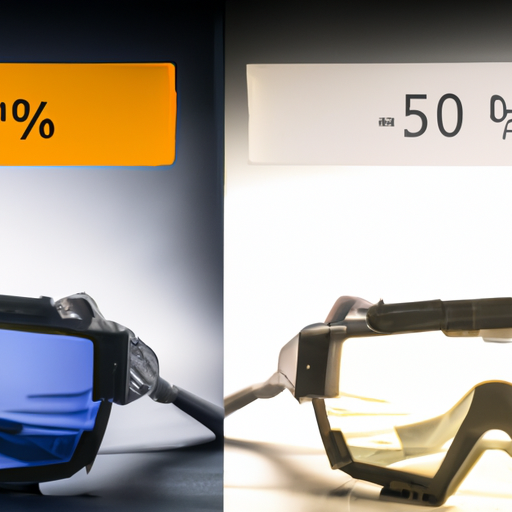 A split image comparing the viture one glasses to a traditional gaming setup with a price tag overlay