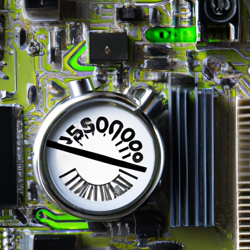 A stopwatch overlaid on a computer motherboard indicating boosted speed