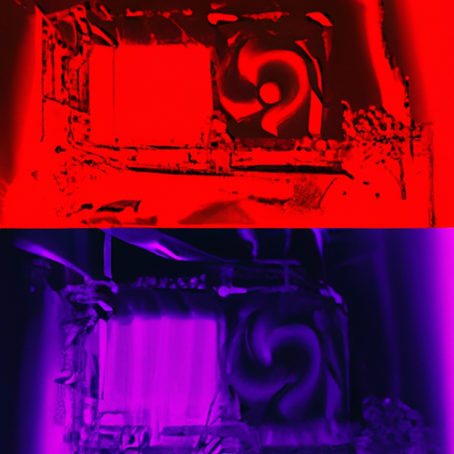 A thermal image of a cpu under load before and after using the cooler master masterliquid pl360 flux