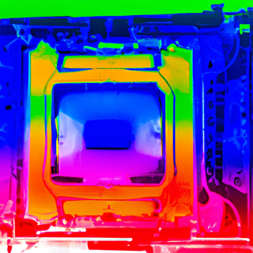 A thermal image of a cpu with the temperature gradient shown while using the corsair h100x rgb elite cooler