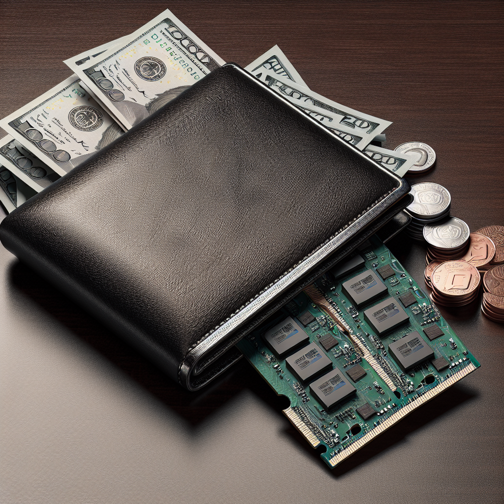 A wallet next to ddr5 memory modules symbolizing cost-effectiveness