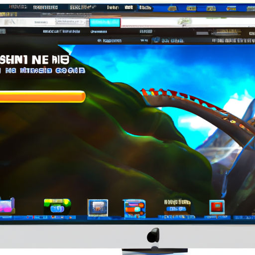 An imac screen displaying a paused high-resolution game with impressive graphics details