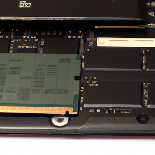 An opened laptop with a visible memory slot and a new ram module beside it