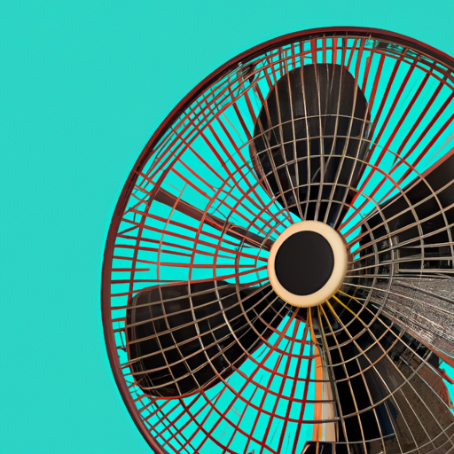 The fan positioned against a solid color background highlighting its construction