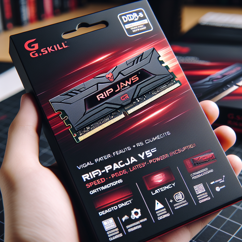 Zoom on g.skill ripjaws ddr5 packaging highlighting key features